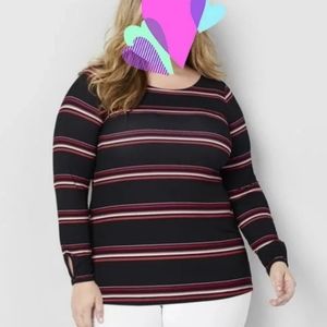 Avenue black striped long sleeve sweater sz 14/16